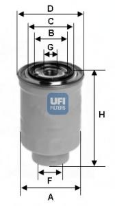 Filtru combustibil MAZDA ETUDE III hatchback (BF), MAZDA FAMILIA III combi (BW), MAZDA ETUDE III (BF) - UFI 24.392.00