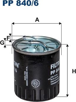 Filtru combustibil MERCEDES A W169 B SPORTS TOURER W245 C CL203 C T-MODEL S203 C T-MODEL S204 C W203 C W204 CLC C MERCEDES-BENZ S-CLASS (W220), Sedan, 09.1998 - 08.2005 Filtron PP840/6