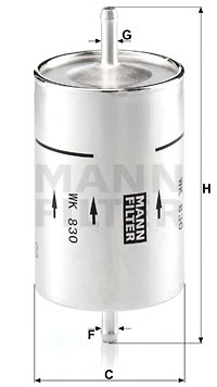 Filtru combustibil (WK830 MANN-FILTER) ALFA ROMEO,ALPINA,ALPINE,AUSTIN,BERTONE,BMW,CHEVROLET,Citroen,DAIMLER,FIAT,FORD USA,GAZ,HOLDEN,JAGUAR,LANCIA,LAND ROVER,MG,MORGAN,NISSAN,PEUGEOT,PININFARINA,RENA