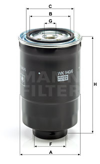Filtru combustibil (WK9406X MANN-FILTER) BMC,CHRYSLER,DODGE,FORD,FORD AUSTRALIA,JEEP,LDV,MITSUBISHI,NISSAN,PLYMOUTH,SUZUKI,TOYOTA