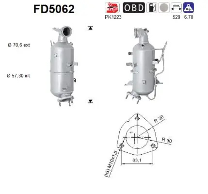 Filtru de particule AS CHEVROLET CAPTIVA (C100, C140) 2011-2019 - FD5062