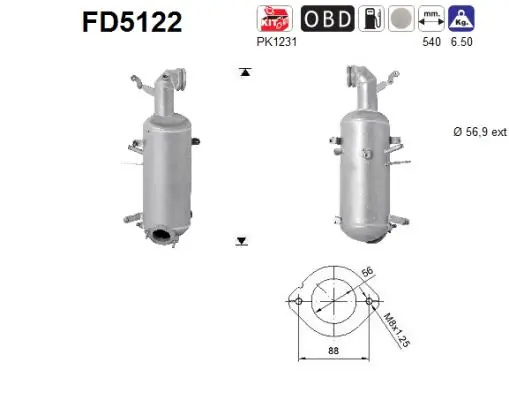 Filtru de particule AS FIAT DOBLO bus (263_) 2010-2023 - FD5122