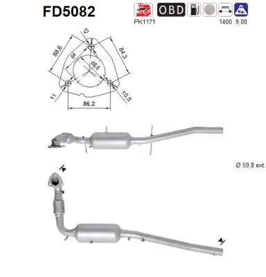 Filtru de particule AS FORD TRANSIT V363 platou / sasiu (FED, FFD) 2013-2018 - FD5082