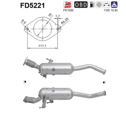 Filtru de particule AS RENAULT MASTER III platou / sasiu (EV, HV, UV) 2010-2019 - FD5221