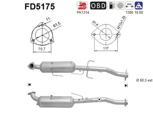 Filtru de particule AS TOYOTA HILUX VII pick-up (_N1_, _N2_, _N3_) 2005-2015 - FD5175