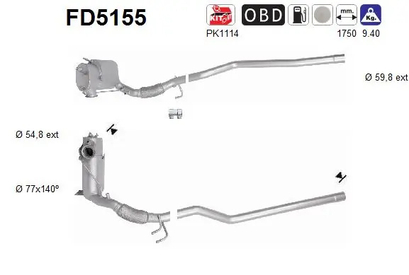 Filtru de particule AS VW TIGUAN (5N_) 2007-2018 - FD5155
