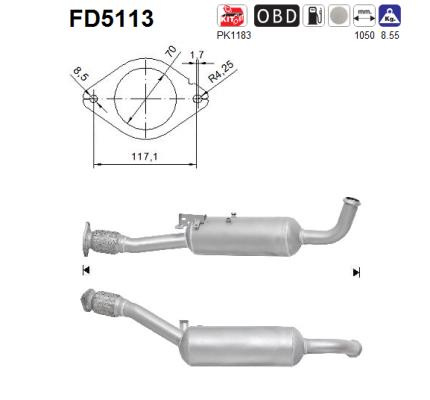 Filtru funingine/particule, sist.de esapament AS FD5113 pentru RENAULT TRAFIC II platou / sasiu (EL) 2006-2011