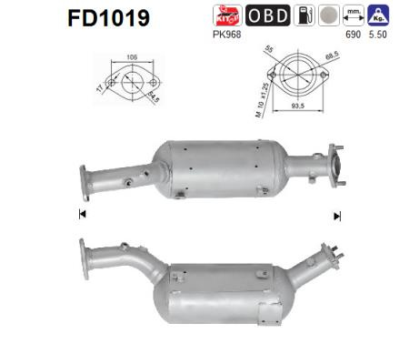 Filtru funingine/particule, sist.de esapament AS FD1019 pentru SUZUKI GRAND VITARA II (JT, TE, TD) 2005-2015