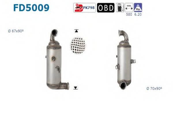 Filtru particule esapament/ DPF # Peugeot 1007 1.6 [km] hdi motorina 109cp/80kw 9HZ (DV6TED4) 2007 2008 2009 2010 2011 2012 2013 2014 2015 2016 2017 2018 2019 2020 2021 2022 2023 2024 2025 # FD5009 # AS