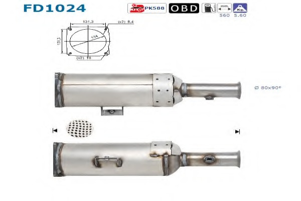 Filtru particule sistem de esapament FD1024 AS pentru CitroEn C8 Peugeot 807 CitroEn Dispatch CitroEn Jumpy Peugeot Expert Fiat Scudo