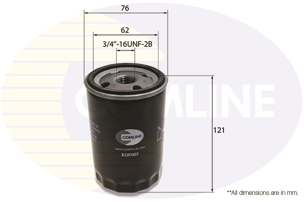 Filtru ulei COMLINE EOF007 model VW PASSAT B2 (32B) 1979 1980 1981 1982 1983 1984 1985 1986 1987 1988