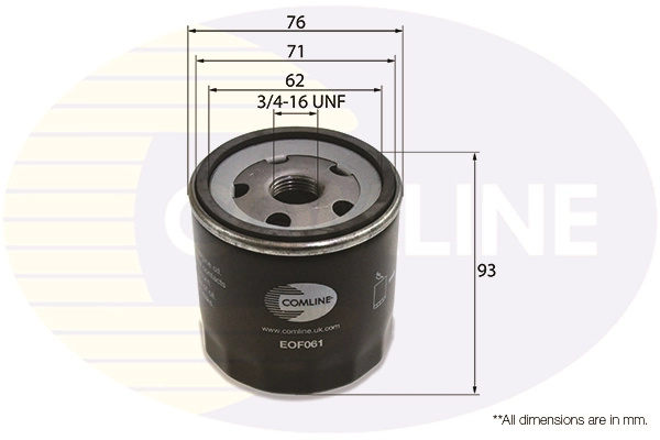 Filtru ulei COMLINE EOF061 compatibil cu VW CADDY III Autoutilitara/limuzina spatioasa (2KA, 2KH, 2CA, 2 2004 2005 2006 2007 2008 2009 2010