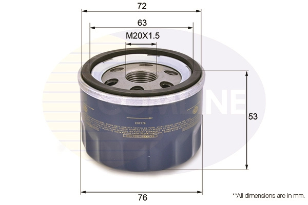 Filtru ulei COMLINE EOF176 pentru FIAT PANDA VAN (312_, 519_) 2020 2021 2022 2023 2024 2025