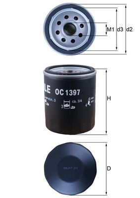 Filtru ulei MAHLE OC1397 model OPEL VIVARO C Platform Cabin (K0) 2019 2020 2021 2022 2023 2024 2025