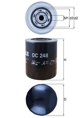 Filtru ulei MAHLE OC248 pentru masina FIAT CROMA (154_) 1985 1986 1987 1988 1989 1990 1991 1992 1993 1994 1995 1996