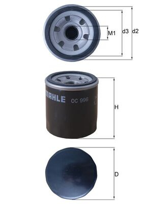 Filtru ulei MAHLE OC996 pentru CHEVROLET SPARK (M300) 2010 2011 2012 2013 2014 2015 2016 2017