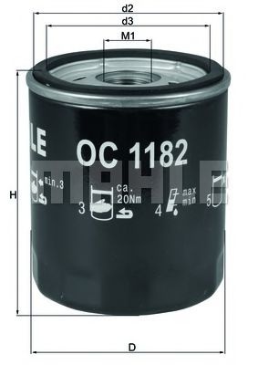 Filtru ulei MAZDA 3 limuzina (BM) (2013 - 2016) MAHLE ORIGINAL OC 1182