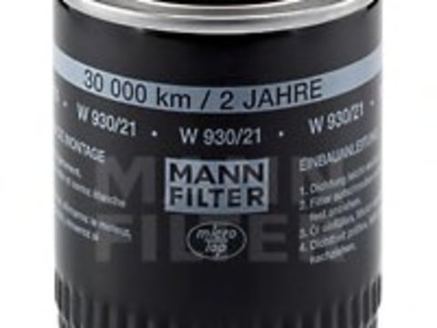 Filtru ulei W 930 21 MANN-FILTER pentru Audi Coupe Audi 80 Audi Cabriolet Audi A8 Audi A4 Audi A6 Vw Passat Audi Allroad Skoda Superb