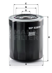 Filtru ulei (WP92881 MANN-FILTER) FORD ASIA / OCEANIA,HYUNDAI,KIA,MAZDA,MITSUBISHI,PROTON