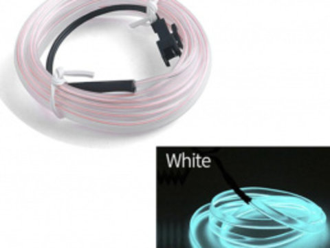Fir Neon Auto EL Wire culoare Alba lungime 2M alimentare 12V droser inclus