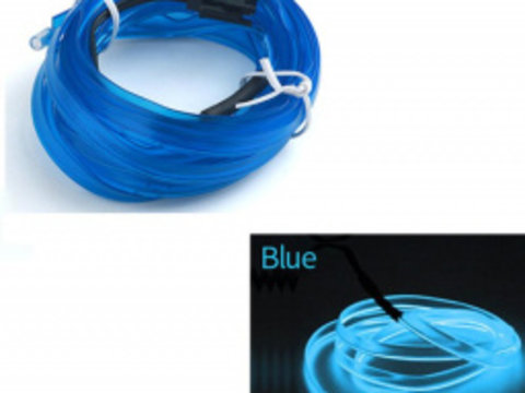 Fir Neon Auto EL Wire culoare Albastru lungime 1M alimentare 12V droser inclus