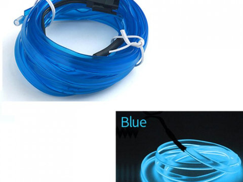 Fir Neon Auto "EL Wire" culoare Albastru, lungime 2M, alimentare 12V, droser inclus AVX-ELW-2M-B