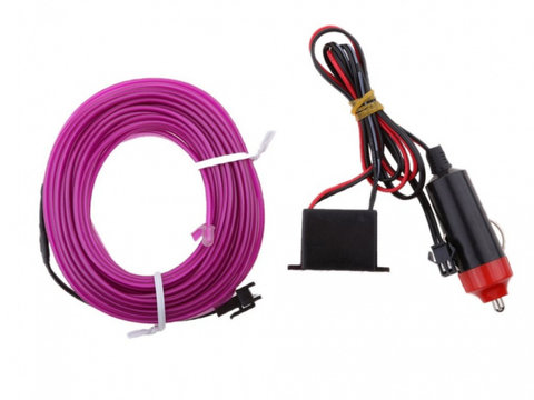 Fir Neon Auto Electroluminiscent El Wire 2M Cu Lumina Mov / Violet Cu Droser Si Mufa Bricheta 920724