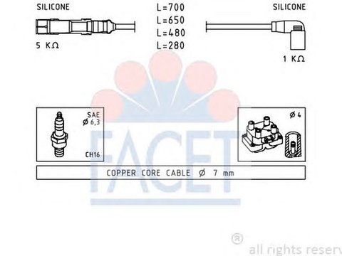 Fise bujii AUDI A3 8L1 FACET FA 4.9479