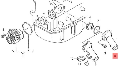 Flansa termostat 03G121121C Audi A4 B8 2