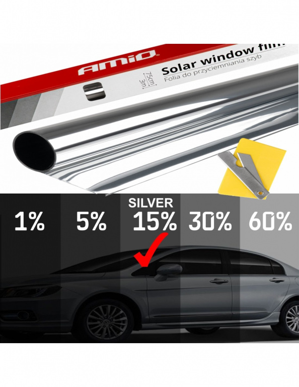 Folie tip oglinda pentru geamuri Silver 0.75x3m(15%) AVX-AM01659