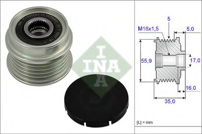 Fulie alternator 535 0004 10 INA pentru Audi A4 Vw