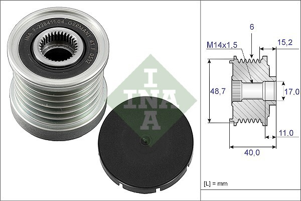 Fulie alternator 535 0038 10 INA pentru Renault Vel Renault Espace