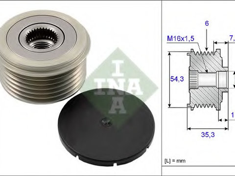 Fulie alternator 535 0039 10 INA pentru CitroEn Jumper CitroEn Relay Peugeot Boxer CitroEn Xantia Peugeot 406 CitroEn Dispatch CitroEn Jumpy Fiat Scudo Fiat Ulysse CitroEn Xsara Peugeot 307 Peugeot 306 Peugeot 806 Peugeot 607 Ford Ecosport Ford Fiest