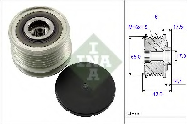 Fulie alternator 535 0105 10 INA pentru Renault Gr