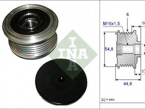 Fulie alternator 535 0114 10 INA pentru Renault Kangoo Renault Symbol Renault Thalia Renault Clio Dacia Logan Renault Twingo Dacia Sandero