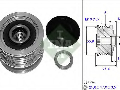 Fulie alternator 535 0116 10 INA pentru Renault Kangoo Bmw Seria 3 Renault Megane Renault Clio Renault Symbol Renault Thalia Rover 2000-3500 Renault Laguna Renault Grand Mercedes-benz Viano Mercedes-benz Vito Renault ScEnic