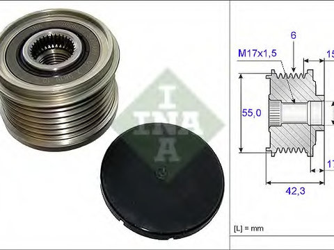 Fulie alternator 535 0154 10 INA pentru Renault Gran Renault Megane Dacia Duster Renault ScEnic Renault Kangoo Renault Laguna Dacia Lodgy Renault Fluence Nissan Nv200 Nissan Juke Dacia Sandero Nissan Note Dacia Logan Renault Clio Dacia Dokker Renault