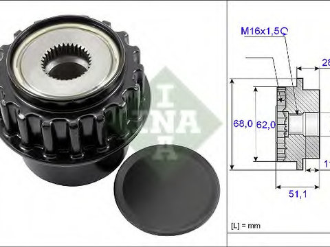 Fulie alternator 535 0175 10 INA pentru Volvo V60 Volvo S80 Volvo Xc70 Volvo V70 Volvo Xc90 Land rover Freelander Land rover Lr2 Volvo Xc60 Volvo S60