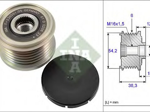 Fulie alternator 535 0194 10 INA pentru CitroEn C4 Peugeot 508 Fiat Scudo CitroEn C5 CitroEn C8 Peugeot 5008 Peugeot 807 CitroEn Dispatch CitroEn Jumpy Peugeot Expert CitroEn Ds4 CitroEn C3 CitroEn Berlingo Peugeot 208 Peugeot 406 Ford Fiesta CitroEn