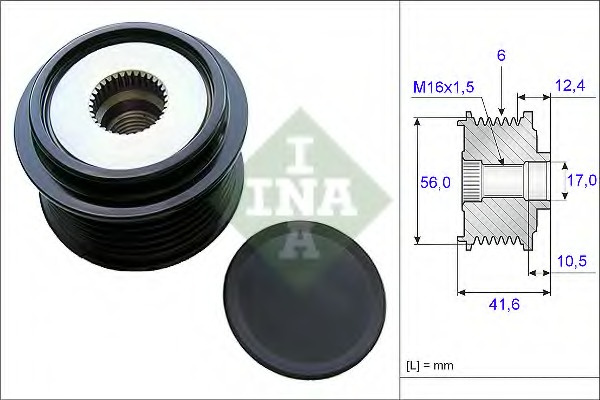 Fulie alternator 535 0210 10 INA pentru Audi A6 Audi Q3 Audi A5 Vw Amarok Audi A4 Seat Leon Vw Multivan Audi Q5 Seat Exeo Skoda Octavia Audi A3 Audi Tt