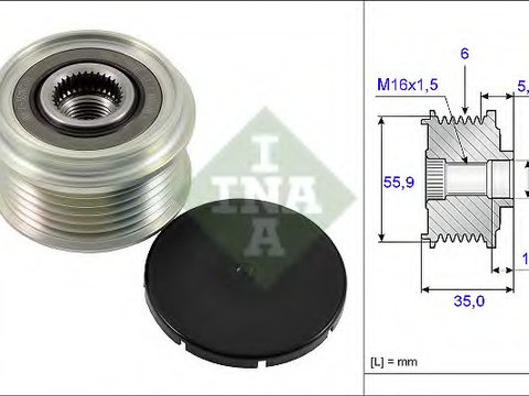 Fulie alternator 535 0222 10 INA pentru Audi A7 Audi A6 Vw Touareg Audi Q7 Audi A8 Audi A5 Audi A4 Audi Q5 Vw Phaeton