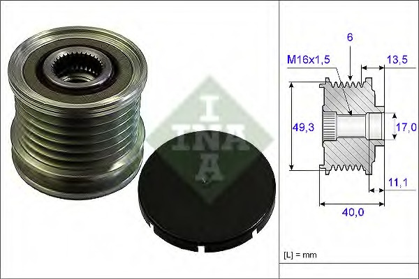 Fulie alternator # CitroEn C4 2009 2010 2011 2012 2013 2014 2015 2016 2017 2018 2019 2020 2021 2022 2023 2024 2025 # 535 0166 10 # INA