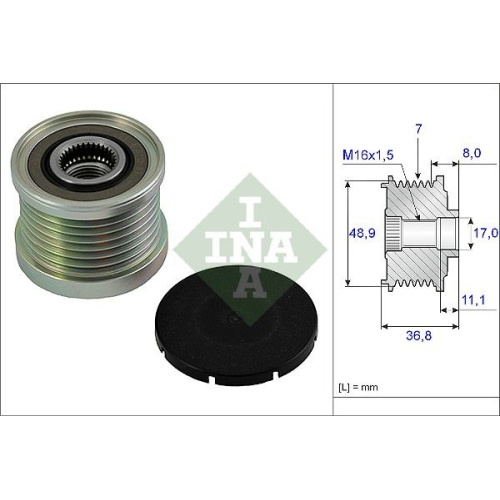 Fulie alternator Dacia Logan, Duster, Dokker, Espace, Clio, Captur, Opel Vivaro, Nissan X-Trail, Qashqai, Kadjar, Kangoo, Laguna, Master, Megane, Scenic, Trafic, Twingo, Forfour, Fortwo, INA