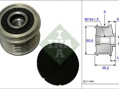 Fulie alternator HYUNDAI SANTA FÉ III (DM) (2012 - 2016) INA 535 0216 10