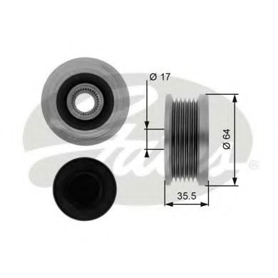 Fulie alternator HYUNDAI TRAJET (FO) (2000 - 2008) GATES OAP7073