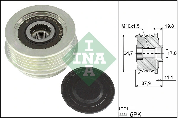 Fulie alternator INA AUDI A3 Sportback (8VA, 8VF) 