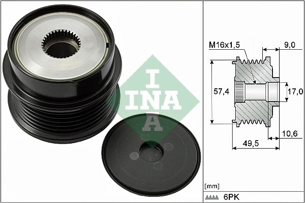 Fulie alternator INA CITROËN C5 III (RD_) 2008-2009 - 535 0189 10