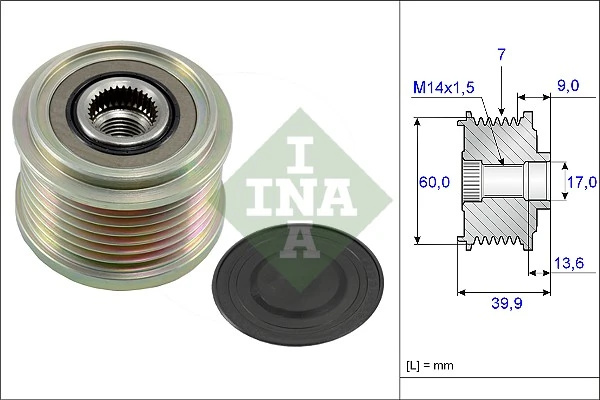 Fulie alternator INA HYUNDAI H-1 / STAREX bus (A1) 2006-2007 - 535 0215 10
