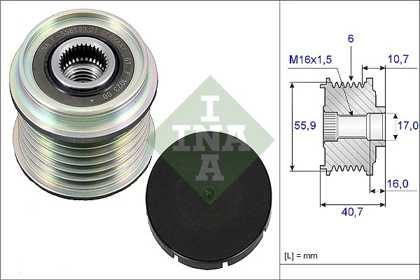 Fulie alternator INA RENAULT MEGANE I (BA0/1_) 1996-2003 - 535 0028 10