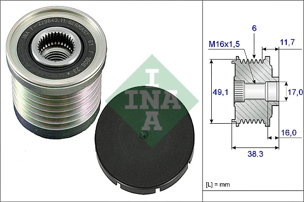 Fulie alternator INA RENAULT TRAFIC II platou / sasiu (EL) 2001-2012 - 535 0030 10